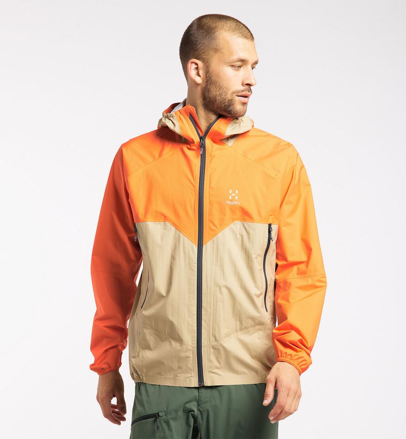 Haglöfs Mens L.I.M Proof Waterproof Jacket Orange/Khaki New Zealand 84326JTQY